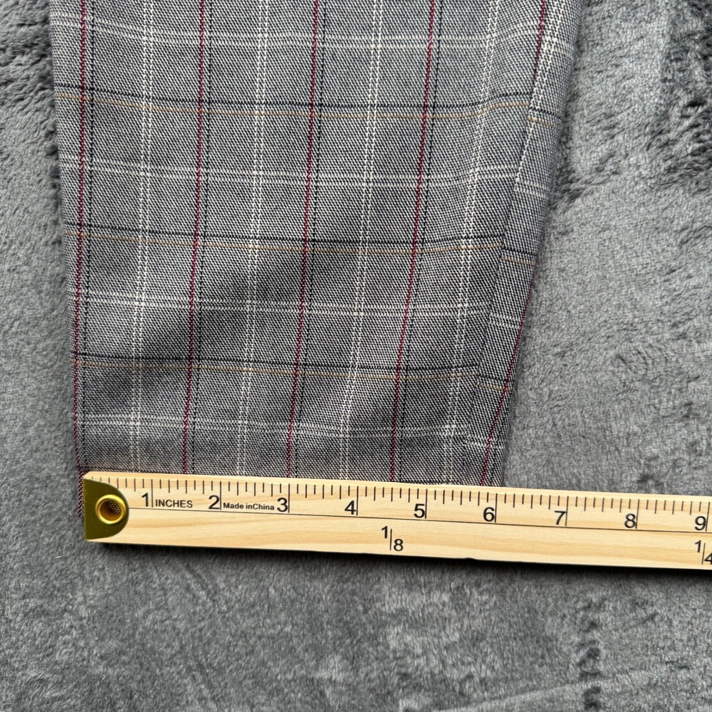 Express Womens High Rise Ankle Plaid Button Fly Trousers Grey Red Size Small - Picture 4 of 12